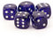 W6 Würfel (16mm) in Glitter blau/Weisse Punkte - Made in Germany - WeLoveBeads - 5 Stück
