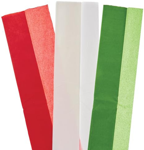 Baker Ross FX887 Papier crêpé de Noël - paquet de 9, papier de bricolage de Noël pour les arts et l'artisanat