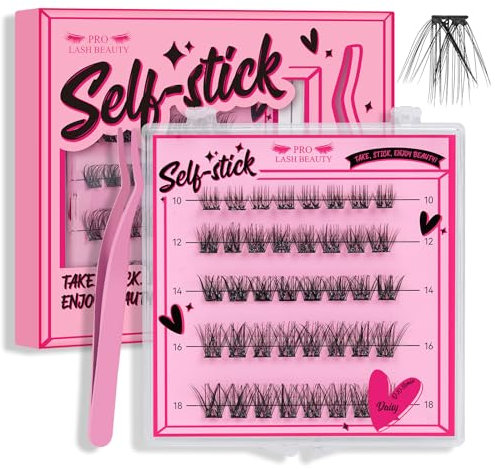 Selbstklebend Wimpern 40 Stück Einzelne Wimpern Selbstklebende Wimpern Einzelne DIY Wimpernverlängerung Wiederverwendbar Wimpern Kein Kleber (Daisy,D-10-18mix)