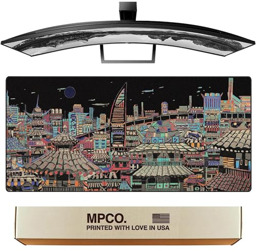 MPCO Masterpiece Series Ichiba Night Large Size Gaming WFH Mousepad Full Desk (Ichiba Night, DuraGlyde Fabric (Large (36 x 17))