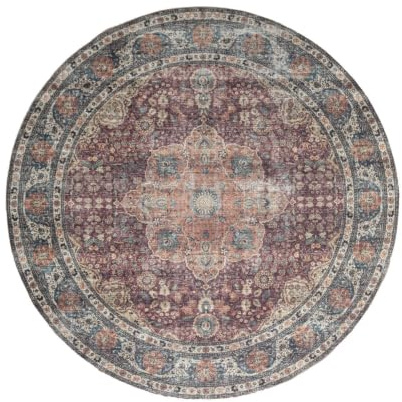 In- & Outdoor Teppich Rund - Kairo Medaillon Bordeaux Rot - Ø 120 cm | Wetterfest - Polypropylen - Wohnzimmer, Esszimmer, Balkon, Garten / Terrasse - Terrasse teppich - Outdoor rug