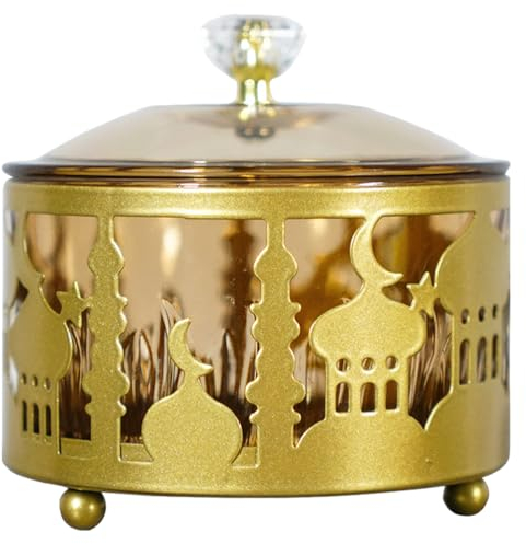 MAGICLULU 1 Stück Ramadan Lebensmittelaufbewahrungsbehälter Arabisches Ramadan Tablett Mit Deckel Eid Mubarak Dessert Süßigkeiten Tablett Für Eid Party Heimdekoration 9 x 9CM