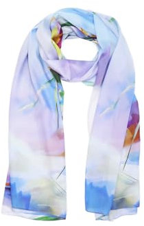 QUEEN HELENA Sciarpa Estiva Colorata Foulard Fantasia Donna SC09-1 (SC09-1 Viola)