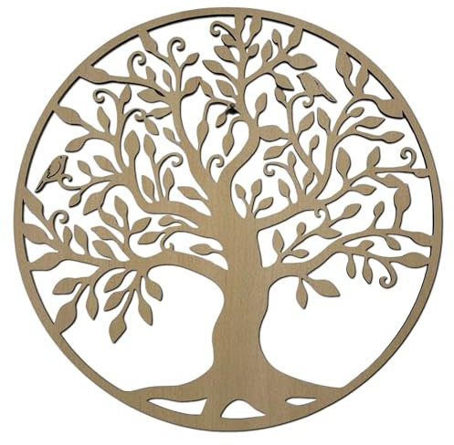 SENTOP HDF0206 Arbre de vie Image sculptée sur le mur en bois pour l'intérieur (Érable, 90 cm)