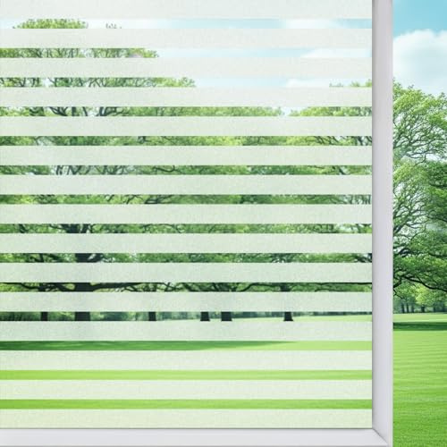 DIFIT Window Film Privacy Film for Glass Windows, Stripe Frosted Window Film Self Adhesive, Window Frosting Film Removable Decorative Static Cling Window Covering for Home (Medium Stripes, 30x200cm)