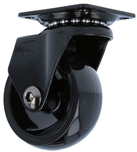 MS Beschläge moderne schwarze Möbelrolle Design-Möbeltransportrolle 360° drehbare Anschraubplatte Polyurethan Lenkrolle kugelgelagert (Ø 50mm, 1)