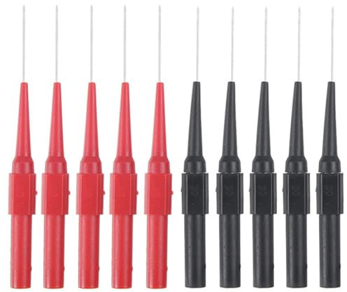 GIONAR 10 Stück Multimeter Messspitzen Set, Hochwertige Prüfspitzen und Messleitungen für Elektro Messgerät, Bananenstecker, Isolationspiercing Nadel, Professionelles Zubehör für Multimeter Prüfungen