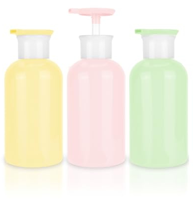 Mulaibdin 3 Pièces Flacon Pompe Vide 300ml, Distributeur Shampoing et Gel Douche, Bouteille Shampoing Vide, Distributeur Savon avec Étiquettes, Rechargeable Distributeur Savon Douche