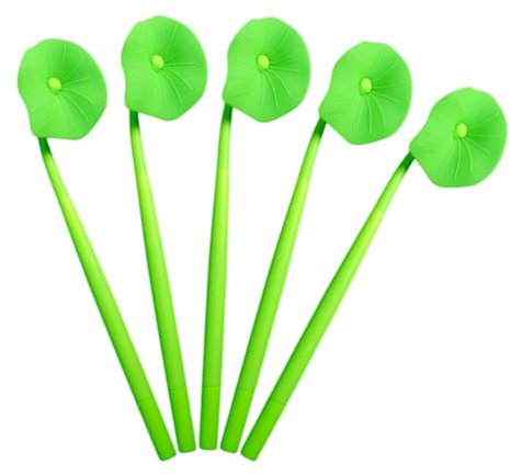 FOYTOKI 5pcs Lotus Leaf Gel Pens Ballpoint Erasable Ink Pens for Writing Black