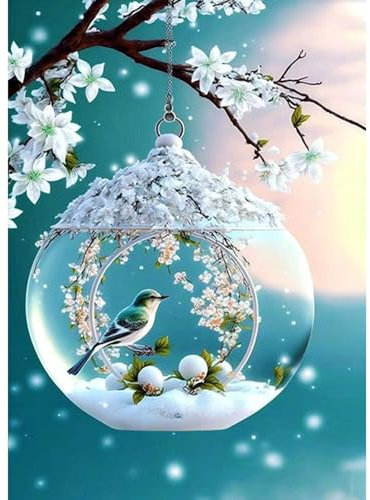 HEIBAGO Diamond Painting para Adultos Pájaro, DIY Pintura Diamante Animal, 5D Completo Diamante Pintura Flor Cuadros de Diamantes Bordado Punto De Cruz Kits para la Decoración 30X40cm