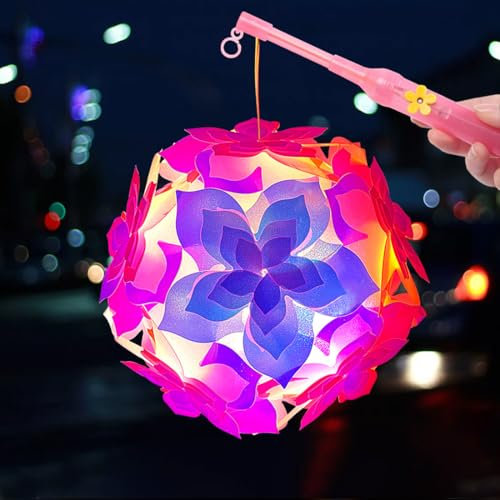 St Martin Laterne Bastelset, Laternenstab Kinder Led, Tragbare Laterne für Kinder, Martinslaterne mit Laternenstab, Multicolor Laternen Bastelset, für Martinsumzug, Weihnachten, Halloween (Rosa)