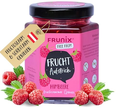 FRUNIX-Fruchtaufstriche in 8 Sorten: fructosearm, sorbitarm, vegan, glutenfrei, ohne Zitronensäure, low FODMAP (Himbeere)