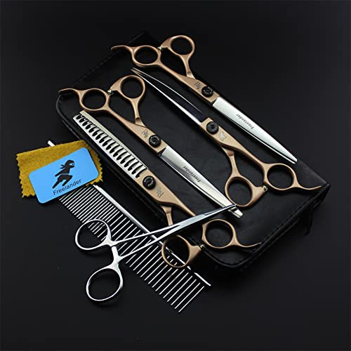 SDTFO 7.0 Pulgadas Professional Perro Personaje Tijeras de Adelgazamiento Cizallas de la licuadora para Gatos, Herramientas de Corte de Acero Inoxidable de Mascotas para Cuerpo Completo