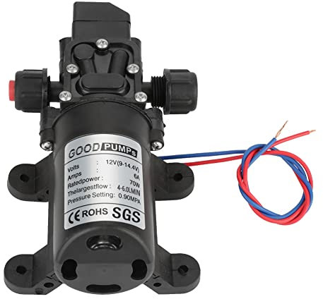 Outbit Self-Priming Pump 12 V – Water Pumps DC 0.9 Mpa 6L/Min High Pressure Diaphragm Self-Priming Pump, Garden Agriculture Irrigation Flexible Hose 70 W