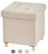 Zedelmaier Sitzhocker mit Stauraum, Hocker mit Holzfüßen,Aufbewahrungsbox mit Deckel,Fußhocker, bis 300 kg belastbar, für Eingang, Wohnzimmer, Schlafzimmer (Beige)