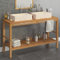 Somanki Waschtisch Massivholz Teak mit Waschbecken Marmor Creme, Waschbeckenunterschrank, Badezimmerschrank, Badezimmermöbel, Badschrank, Badezimmer Unterschrank, Badezimmer Möbel 3058167