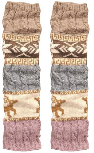 HSLPSM Stulpen Damen, Beinwärmer, Lange Winter Legwarmer, Böhmischer Stil Beinstulpen Gestrickt Verdicken Beinwärmer Overknee, Weihnachts-Rentier-Legwarmers Strickstulpen Weihnachtsstrumpf