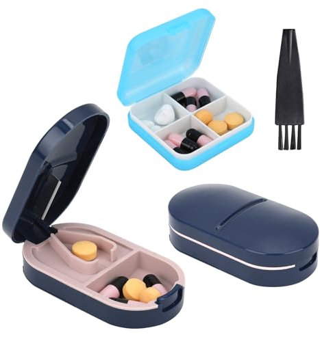 3pcs tagliapillole precisione in 2 e 4, Taglia Pillole, Separatore di Pillole Portatile, Separatore di Pillole per Comprimere e Tagliare Pastiglie Piccole e Grandi, Ideale per Anziani, Bambini e Anim