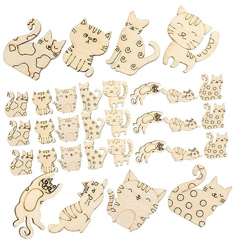 DIKACA Katzen Ausschnitte Zum Basteln Kreative DIY Holzscheiben Für Malen Und Handarbeiten Ideale Holzfiguren Für Scrapbooking Und Dekoration