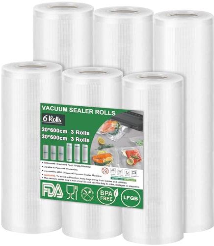 Rouleau Sous Vide Alimentaire - Sac Sous Vide Alimentaire 6 Rouleaux de 20 | 30 x 600cm pour L'appareil de Mise Sous Vide - Film Sous Vide Alimentaire sans BPA