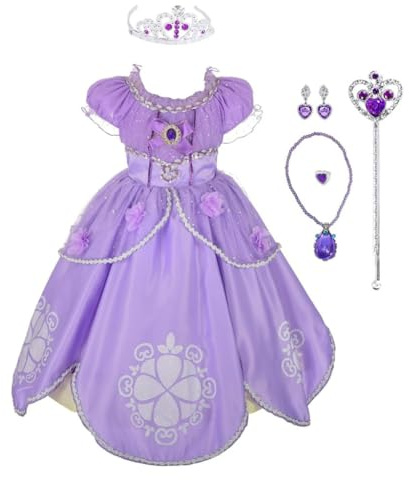 Lito Angels Mädchen Mittelalter Prinzessin Kostüm Kleid mit Zubehör | Rüschenausschnitt, Pailletten- und Perlenbesatz, 5-lagiger Rock, Halloween Verkleidung