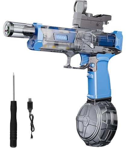 CLIUNT Elektrische Wasserpistole, Wasserpistole Elektrisch, Automatische Wasserpistole, Mit Blitzeffekten bis zu 8-10cm für Kinder Erwachsene Sommer Schwimmbad Party Strand im Freien