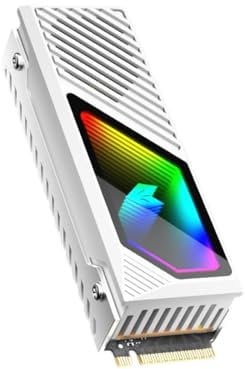 M.2 Heatsink,SSD Heatsink,Aluminum Heatsink 2280 SSD Radiator with ARGB Fan and Heat Sink Pad for Powerful Devices Efficient Cooling (White)
