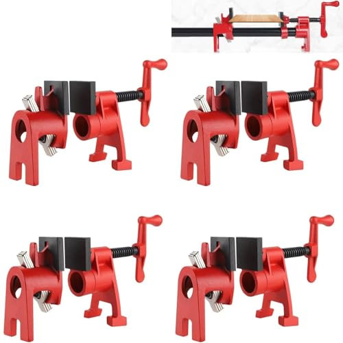 INREPRO 4 Piezas Abrazadera de Tubo para Carpintería 3/4 '' Juego de Abrazaderas de Metal de Madera Liberación Rápida Juego de Abrazaderas para Tuberías