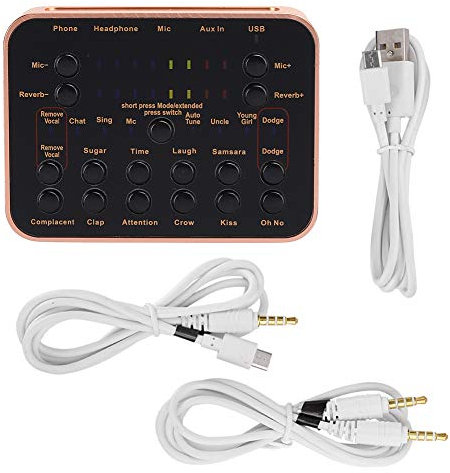 X10 ABS Gold Universal Mobiltelefon Computer -Soundkarte mit 8 Soundmodi 12 Soundeffekte für Live -Broadcast -Roke -K -Songs | Eingebaute 1000-mAh-Batterie hochwertiges