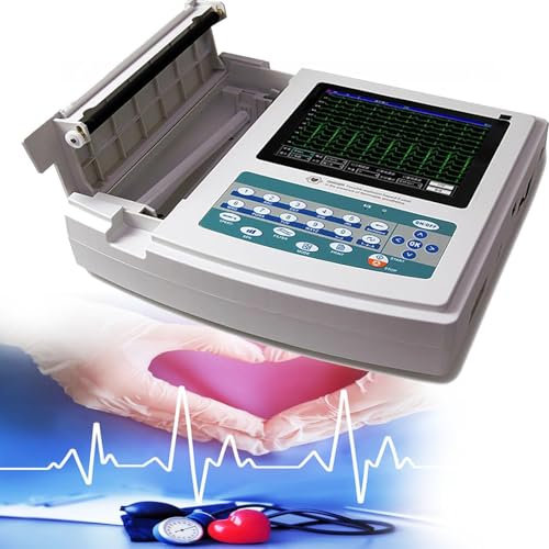 12-Lead ECG Monitor for Home Heart Health - Manual/Automatic Waveform Recording, Timing Printing, and ECG Demonstration Mode for Medical Use