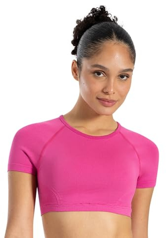 SMILODOX Crop Top Damen Soheli, Seamless Bauchfreies T-Shirt mit kurzem Ärmel & elastischem Bund, Figurbetonter Schnitt, strukturierte Kontur, ideal für Fitness, High-Waist-Looks, Training & Alltag