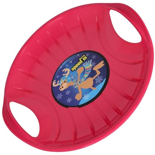 KOTARBAU® Rutschteller - ø 60 cm - Popo Rutscher - mit Griffen - Schlitten für Kinder & Erwachsene - Bob Schlitten - Kinderschlitten - Kunststoff - Rosa