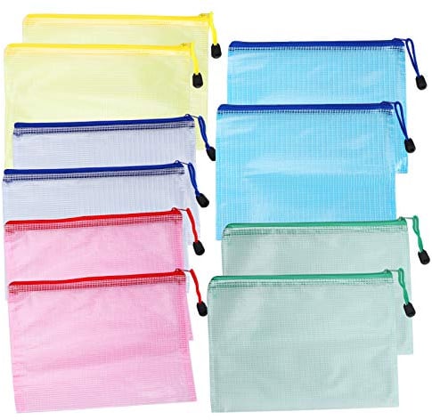 Aktentasche mit Reißverschluss, Netzstoff, A5-Dokumententasche, 10 Stück, PVC, wasserfest, schützender Bürobedarf zum Organisieren klassifizierter Papiere und Bürozubehör