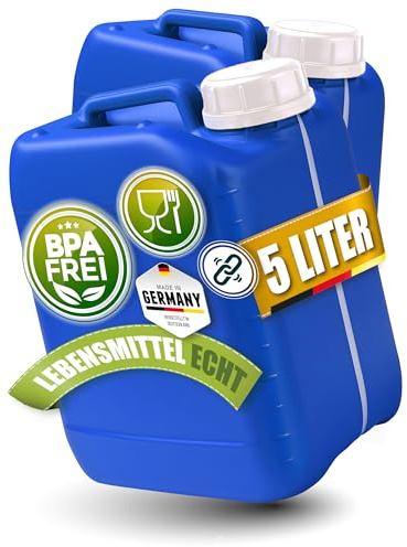 Kosmetex Bidon à eau 5 l bleu, sans BPA et adapté à un usage alimentaire, bidon de 5 litres pour camping, jardin, commerce et maison, robuste, fabriqué en Allemagne