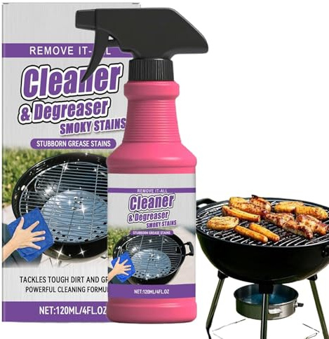 BBQ Grease Cleaner - Outdoor Grills Grates Degreaser 120ml Heavy Duty Oven Cleaner Food Scrap Remover for Pots, Iron, Plates, Frying Pan, Counter Rack, Rack, Outdoor Cooking
