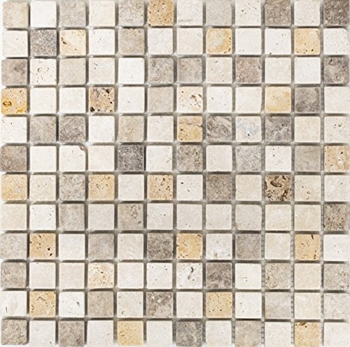 Piastrella a mosaico travertino in pietra naturale beige marrone travertino tumbled per pavimenti, pareti, bagno, WC, doccia, cucina, specchio per piastrelle, rivestimento per vasca da bagno, mosaico