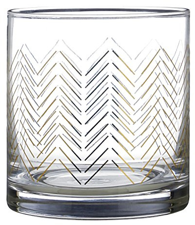 Premier Housewares Jazz Tumbler Glasses, Gold, 9 x 9 x 9 cm, Set of 4