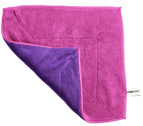 Kochblume Microfasertuch 30x30cm | Microfasertuch | Putztuch | Aufnahmefähigeit bis 300 ml | Extra saugfähige Fasern | Farbe: pink/lila