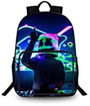 Sac à Dos d'école pour garçons DJ Marshmello Imprimé 3D Sac à Dos pour Ordinateur Portable Unisexe pour Enfants/étudiants/Adultes