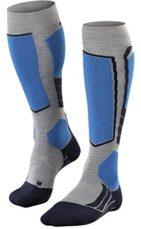 FALKE Herren Skisocken SK2 Intermediate Wool M Kh Wolle Funktionsmaterial warm dick 1 Paar, Grau Light Grey 3400, 46-48