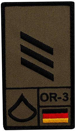 Café Viereck ® Hauptgefreiter Bundeswehr Rank Patch mit Dienstgrad - Gestickt mit Klett – 9,8 cm x 5,6 cm – Oliv – Rechte Seite