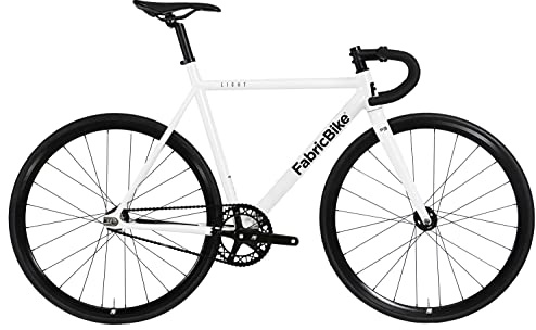 FabricBike Light PRO - Fixed Gear Fahrrad, Single Speed Fixie Starre Nabe, Aluminium Rahmen und Gabel, Räder 28, 6 Farben, 3 Größen, 8.45 kg (Größe M) (L-58cm, Light Pro Glossy White)
