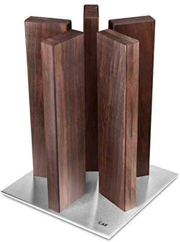 KAI magnetischer Messerblock Stonehenge aus Walnussholz mit Edelstahlboden - Premium Holz - Platz für 10 Messer - Abmessung 21 x 21 x 28-30 cm, Braun