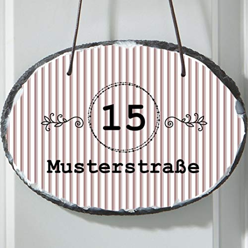 Manutextur Schiefer Türschild - mit Namen - viele Motive - Eingangsschild - Schiefertafel - individuell Bedruckt - personalisiert - persönliches Geschenk