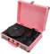 Tragbarer Retro-Phonograph PH/INT/BT 5.0, 5W x 2 Bluetooth 5.0-Plattenspieler, Schallplatte mit 33/45/78 U/min für 7-Zoll-, 10-Zoll-, 12-Zoll-Schallplatten, Film-Schallplattenspieler(Rosa)