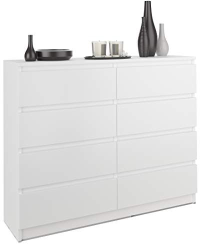 Framire Jugendkommode mit Schubladen Weiß, 120 x 40 cm - Modern R120S8