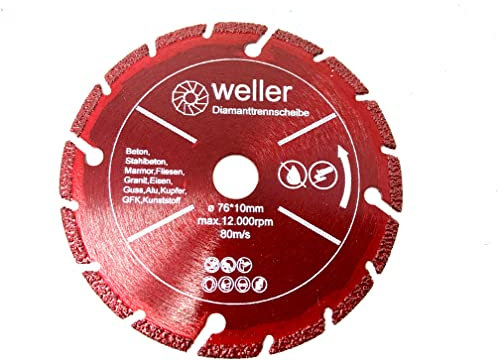 WELLERWERKZEUGE | Profi Multi Diamant Sägeblatt Trennscheibe passend für BOSCH GWS 10,8 12 12V 76 V-EC Akku Winkelschleifer Kunststoff Aluminium Holz Stein Marmor Fliesen