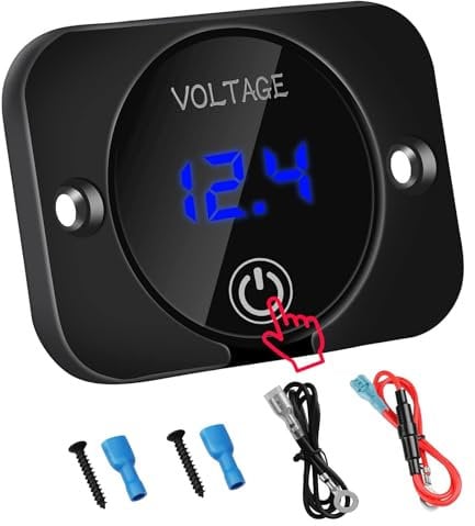 Linkstyle DC 12V 24V LED Digital Voltmeter, Waterproof Car Voltmeter with Touch Switch, Battery Voltage Meter Gauge for Truck Motorcycle Boat