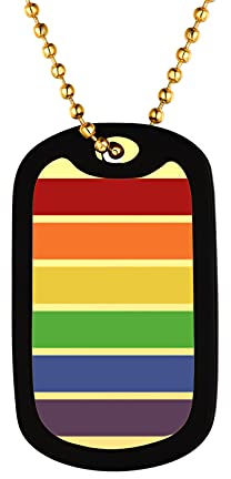 Bandmax Regenbogen Anhänger 18k vergoldet LGBT Dog Tag Halskette Kugelkette Gay Pride Accessoires für Freund Freundin
