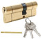 Security Anti-Snap Euro Lock Cylinder-Brass Replacement Lock Barrel (Brass, 90mm(40/50))